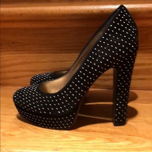 Black suede studded platform pumps size 8M